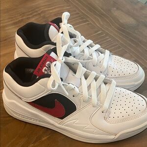 Nike Air Jordan White and Black Sneakers with Red Accents